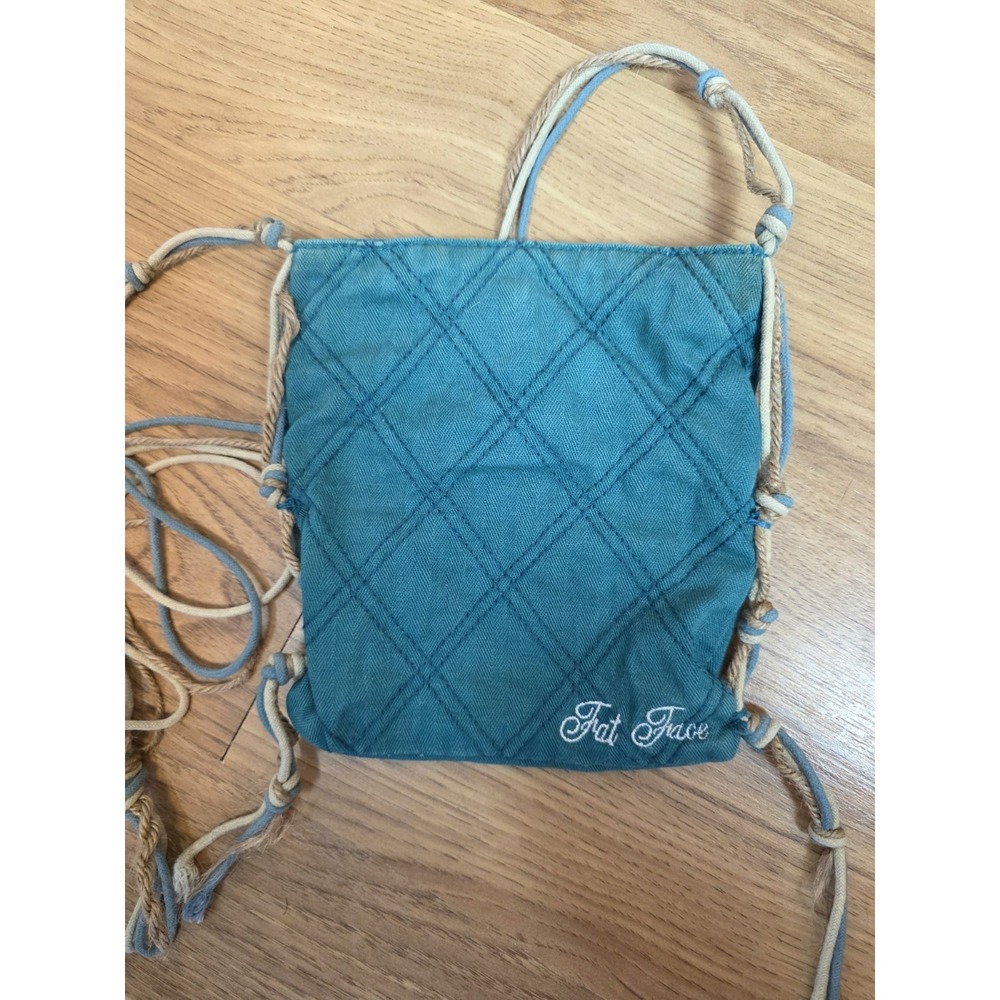 Fat Face Purse Small Shoulder Bag Crossbody Phone Bag Teal Quilted